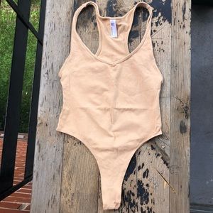 American apparel beige thong bodysuit